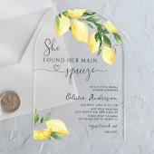 Main Squeeze Lemon Citrus Bridal Shower アクリル招待状