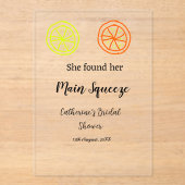 Main Squeeze lemon citrus bridal shower add name d アクリル招待状 (正面)