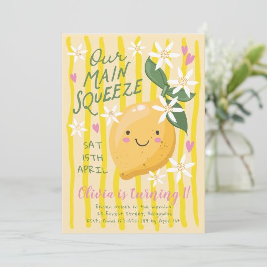 Main Squeeze Lemon First Birthday 招待状 (スタンド正面)