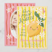 Main Squeeze Lemon First Birthday 招待状 (正面/裏面)