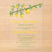 Main Squeeze Lemon Gender Neutral Baby Shower アクリル招待状 (正面)