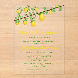Main Squeeze Lemon Gender Neutral Baby Shower アクリル招待状