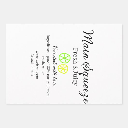 Main squeeze lemon juice homemade business name  ラッピングペーパーシート (正面)