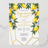 Main Squeeze Lemons Italian Engagement Party Gold 箔招待状 (正面)