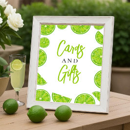 Main Squeeze Lime Bridal Shower Cards & Gifts Sign ポスター
