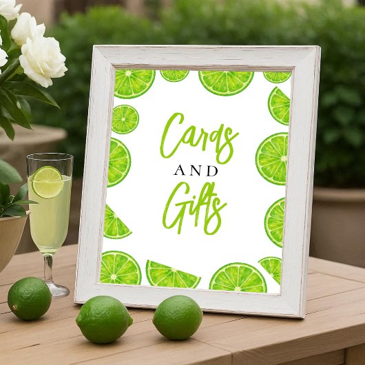 Main Squeeze Lime Bridal Shower Cards & Gifts Sign ポスター