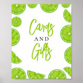 Main Squeeze Lime Bridal Shower Cards & Gifts Sign ポスター (正面)