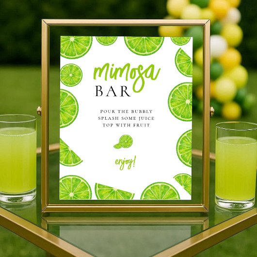 Main Squeeze Lime Bridal Shower Mimosa Bar Sign ポスター