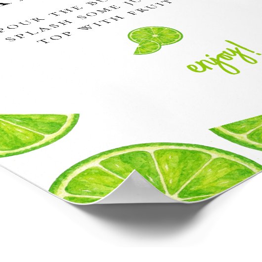 Main Squeeze Lime Bridal Shower Mimosa Bar Sign ポスター (角)