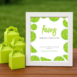 Main Squeeze Lime Green Bridal Shower Favors Sign ポスター