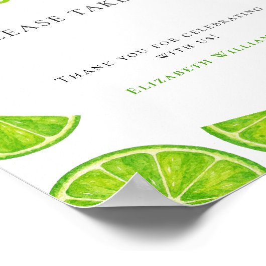 Main Squeeze Lime Green Bridal Shower Favors Sign ポスター (角)