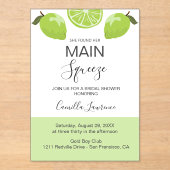 Main Squeeze Tropical Citrus Green Bridal Shower アクリル招待状 (正面)