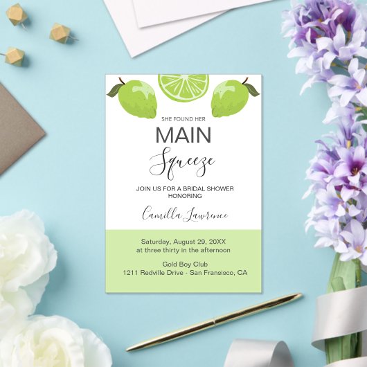 Main Squeeze Tropical Citrus Green Bridal Shower  アクリル招待状 (インサイチュ (ウェディング))