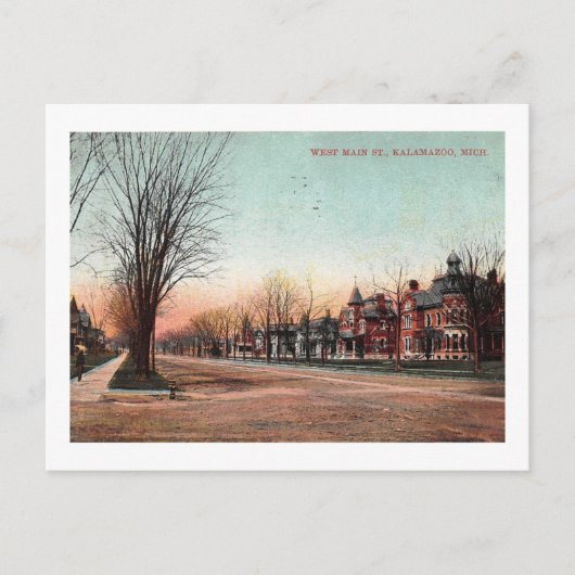 Main St., Kalamazoo, Michigan 1908ヴィンテージ ポストカード (正面)