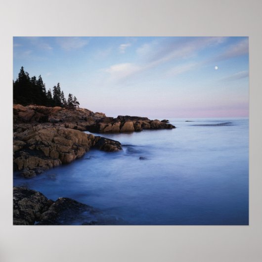 Maine, Acadia National Park, Moonset ポスター (正面)