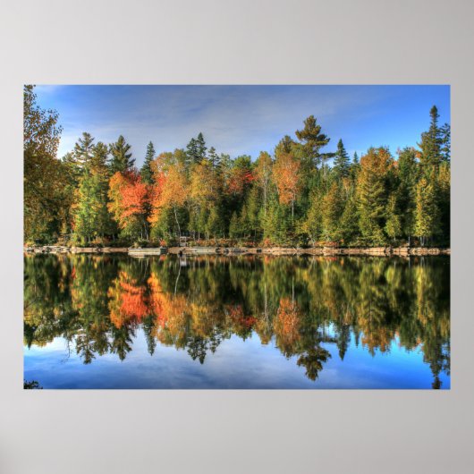Maine Autumn Fall Foliage Lake Reflections ポスター (正面)