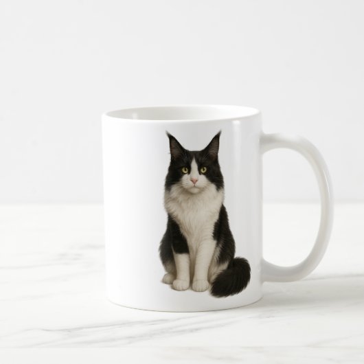 Maine Coon black and white Mug コーヒーマグカップ (右)