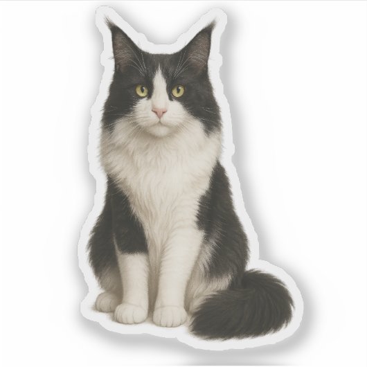 Maine Coon black and white Sticker シール (正面)
