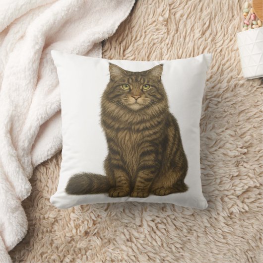 Maine Coon Brown Blotched Tabby Pillow クッション (ブランケット)