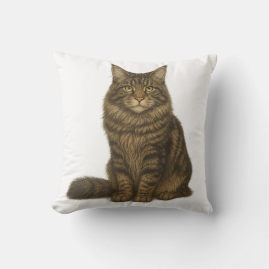 Maine Coon Brown Blotched Tabby Pillow クッション (正面)