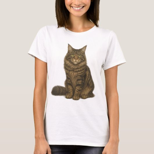Maine Coon Brown Blotched Tabby T-Shirt Tシャツ (正面)