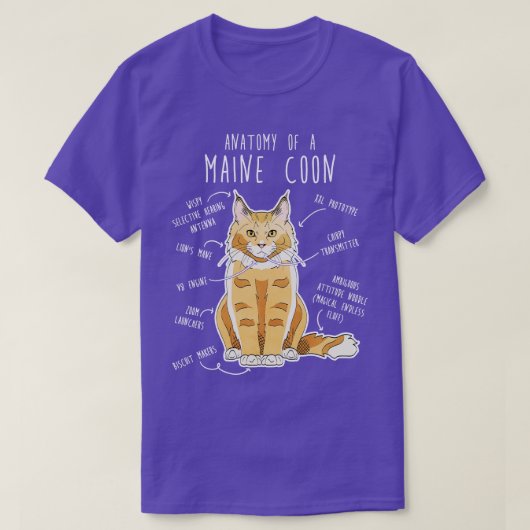 Maine Coon Cat解剖学Tシャツ2 Tシャツ (デザイン正面)
