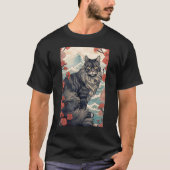 Maine Coon Cat Aesthetic Japanese Ukiyo e 5 Tシャツ (正面)
