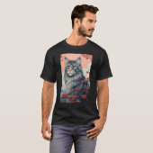 Maine Coon Cat Aesthetic Japanese Ukiyo e Art Tシャツ (正面フル)