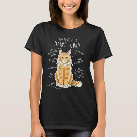 Maine Coon Cat Anatomy Cute Pet Cat Mom Cat Dad R Tシャツ (正面)
