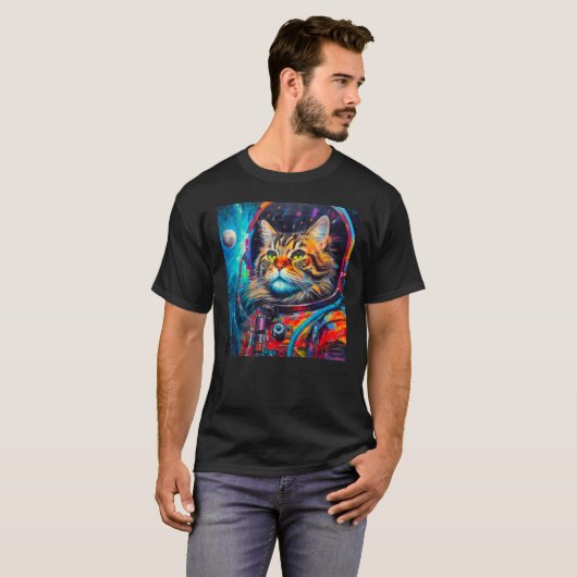 Maine Coon Cat Astronaut Tシャツ (正面フル)