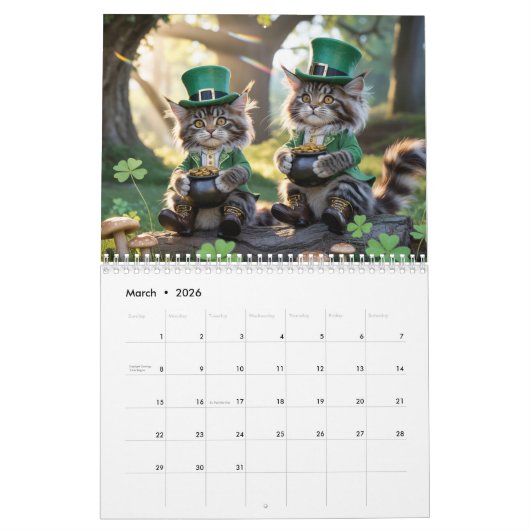 Maine Coon Cat Calendar カレンダー (3月 2026)