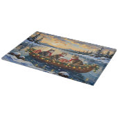 Maine Coon Cat Christmas Boat Holiday カッティングボード (角)