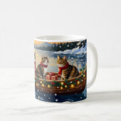 Maine Coon Cat Christmas Boat Holiday コーヒーマグカップ (正面右)