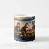 Maine Coon Cat Christmas Boat Holiday コーヒーマグカップ (中央)