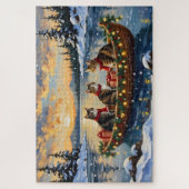 Maine Coon Cat Christmas Boat Holiday ジグソーパズル (縦)