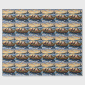 Maine Coon Cat Christmas Boat Holiday ラッピングペーパー (フラット)