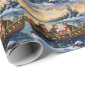 Maine Coon Cat Christmas Boat Holiday ラッピングペーパー (ロールコーナー)