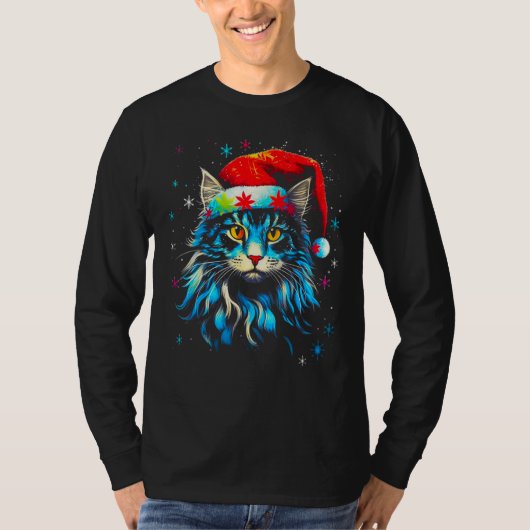 Maine Coon Cat Christmas Tシャツ (正面)