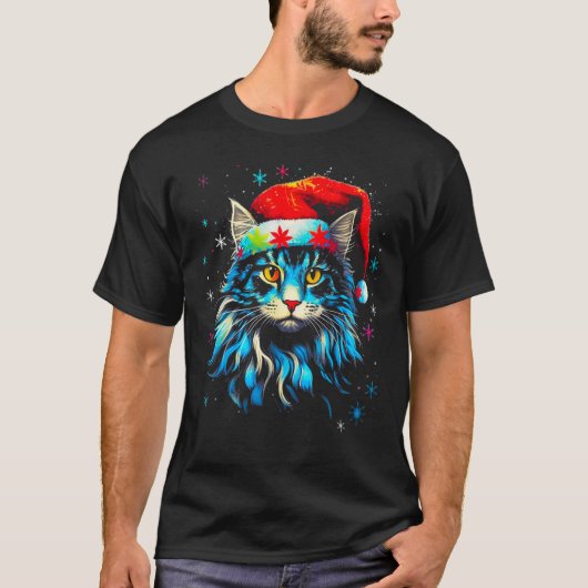 Maine Coon Cat Christmas Tシャツ (正面)