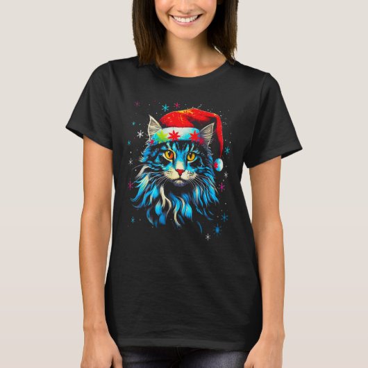 Maine Coon Cat Christmas Tシャツ (正面)