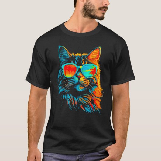 Maine Coon Cat Cool Summer Tシャツ (正面)