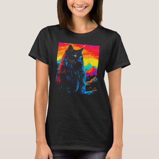 Maine Coon Cat Design Tシャツ (正面)