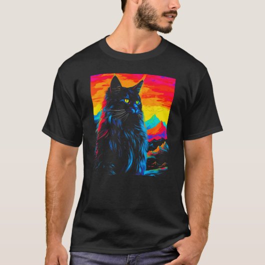 Maine Coon Cat Design Tシャツ (正面)
