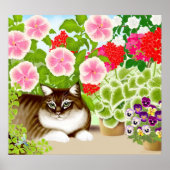 Maine Coon Cat in Garden Jungle Poster ポスター (正面)