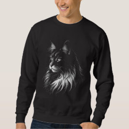 Maine Coon Cat Men's Black Sweatshirt スウェットシャツ