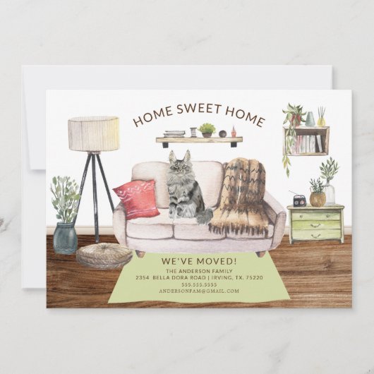 Maine Coon Cat Movingアナウンス 招待状 (正面)