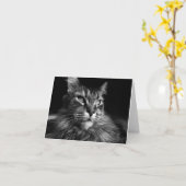 Maine Coon Cat Notecard 4 x 5.6 カード (黄色い花)