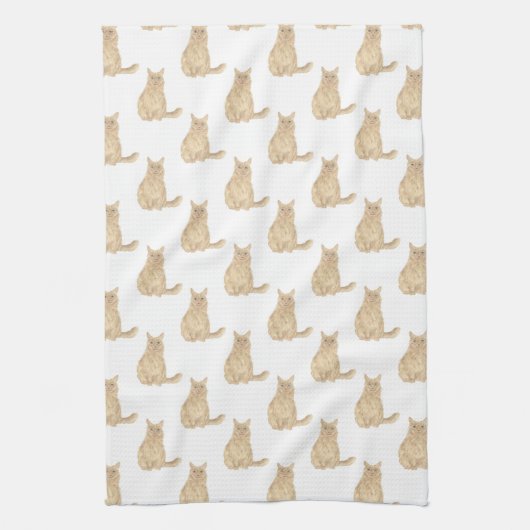 Maine Coon Cat (Orange) キッチンタオル (縦)