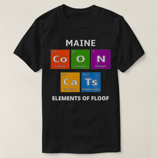 Maine Coon Cat Periodic Table Elements Science Jok Tシャツ (デザイン正面)
