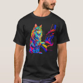 Maine Coon Cat Pianist Tシャツ (正面)